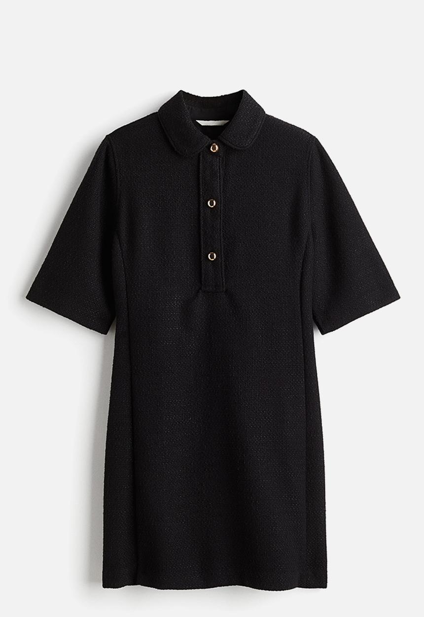 H&M - Collared bouclé dress - black