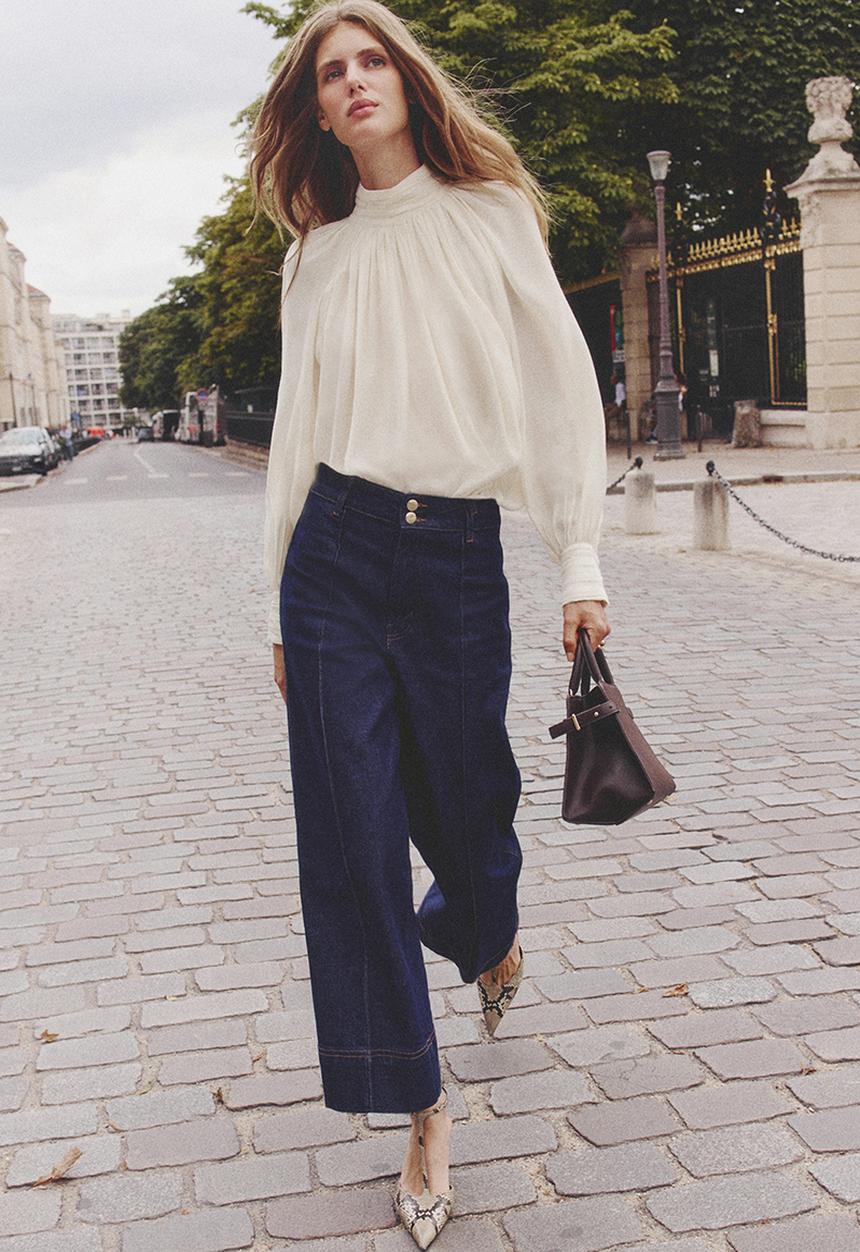 Draped blouse - white - 1297202001
