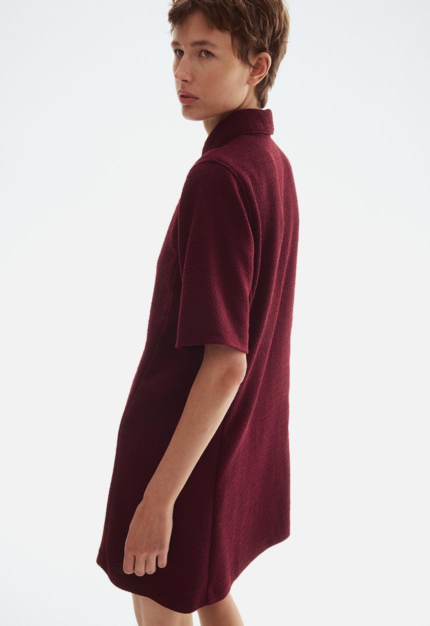 H&M - Collared bouclé dress - burgundy