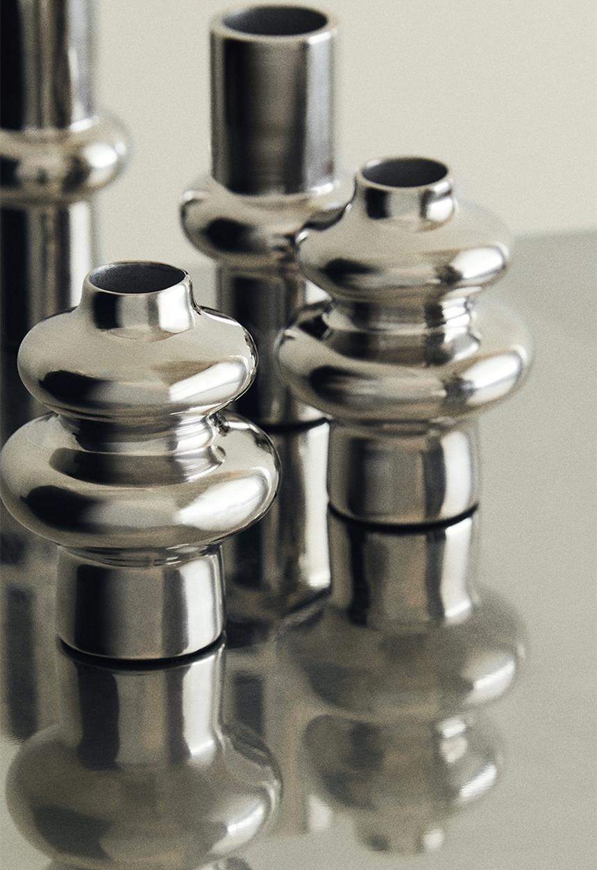 H&M - 2 Pack mini metal vases - silver-coloured