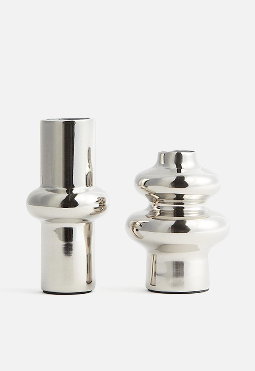 H&M - 2 Pack mini metal vases - silver-coloured