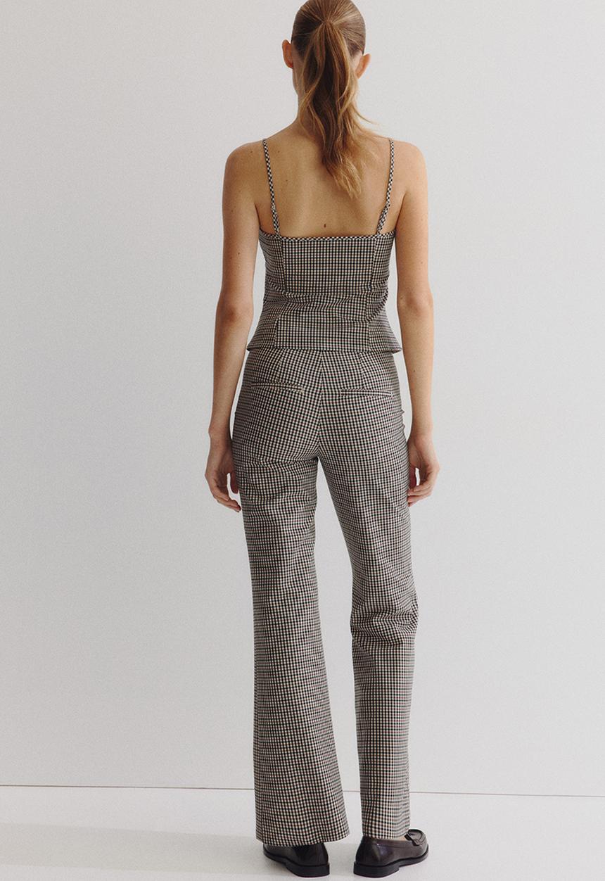 H&M - Flared trousers - beige checked