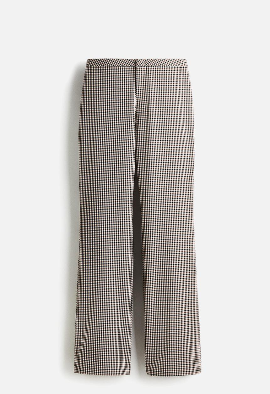 H&M - Flared trousers - beige checked