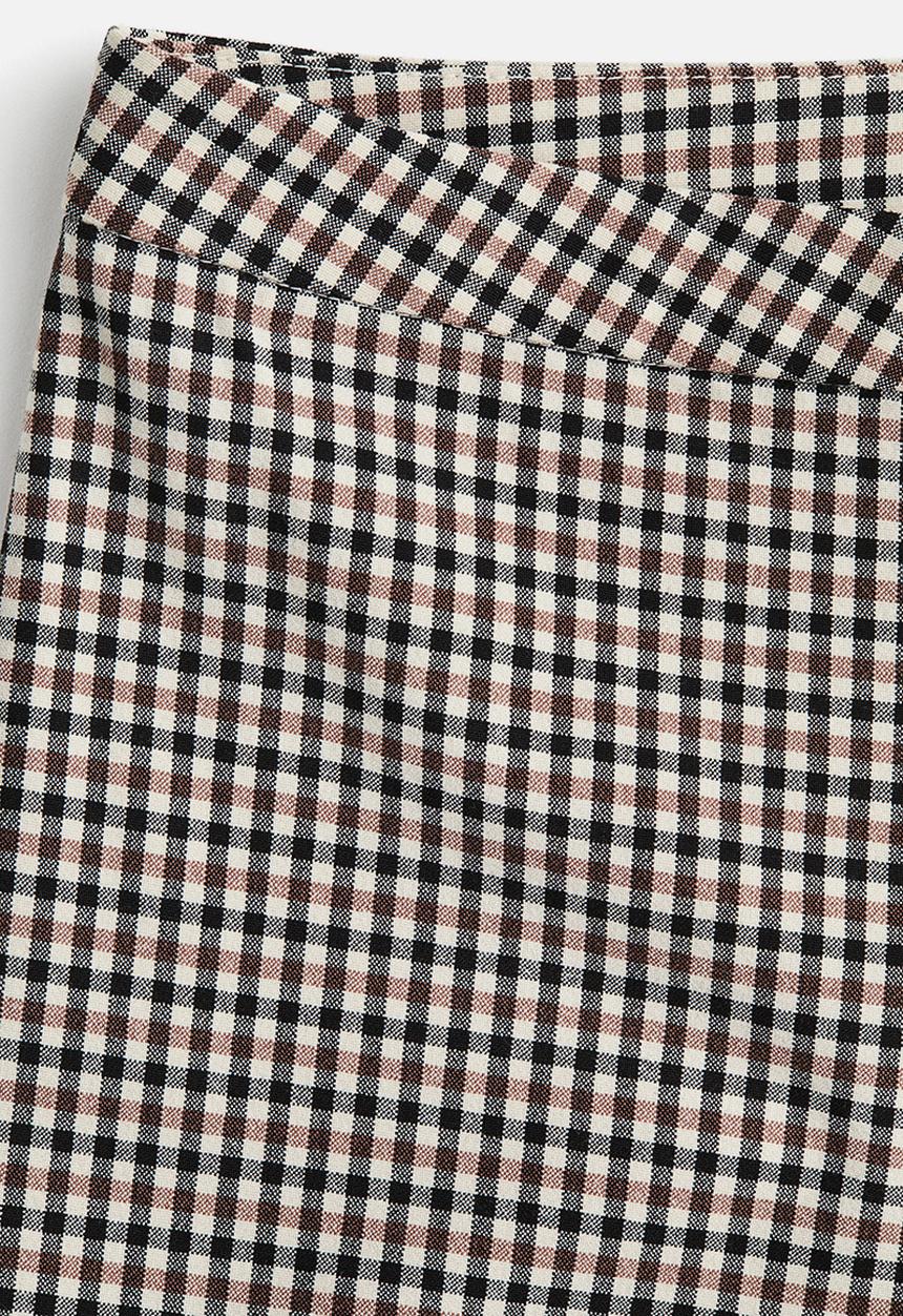 H&M - Flared trousers - beige checked
