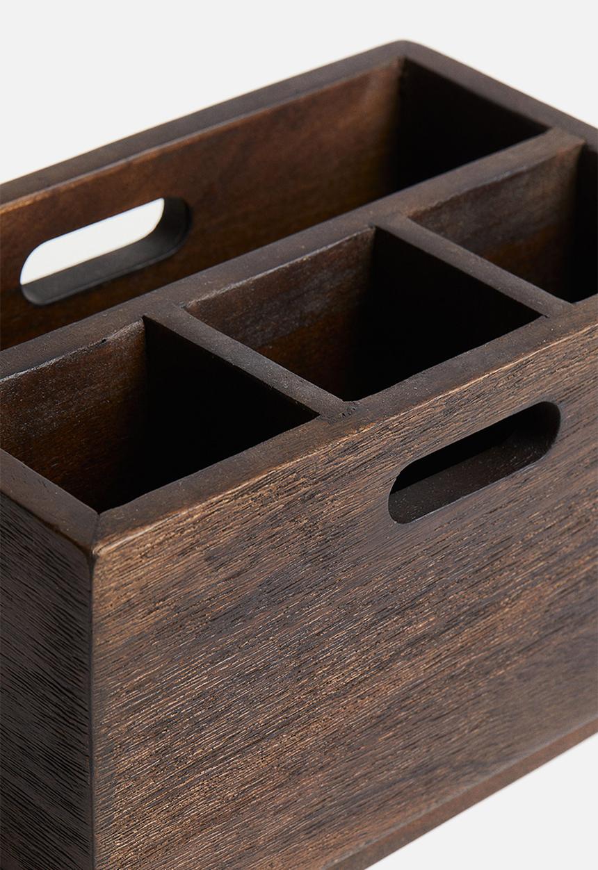 H&M - Mango wood cutlery holder - brown
