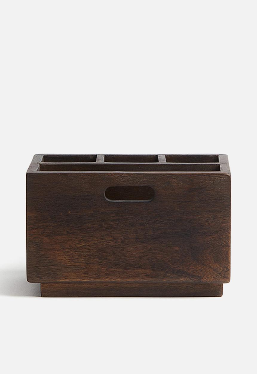 H&M - Mango wood cutlery holder - brown