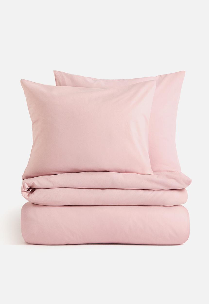 H&M - Cotton double/king duvet cover set - light pink
