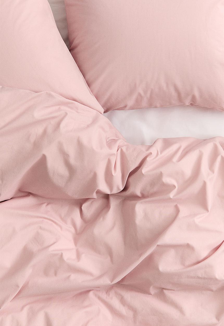 H&M - Cotton double/king duvet cover set - light pink
