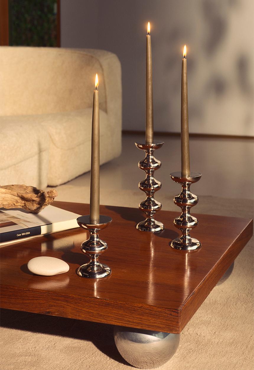 H&M - Small metal candle holder - silver-coloured