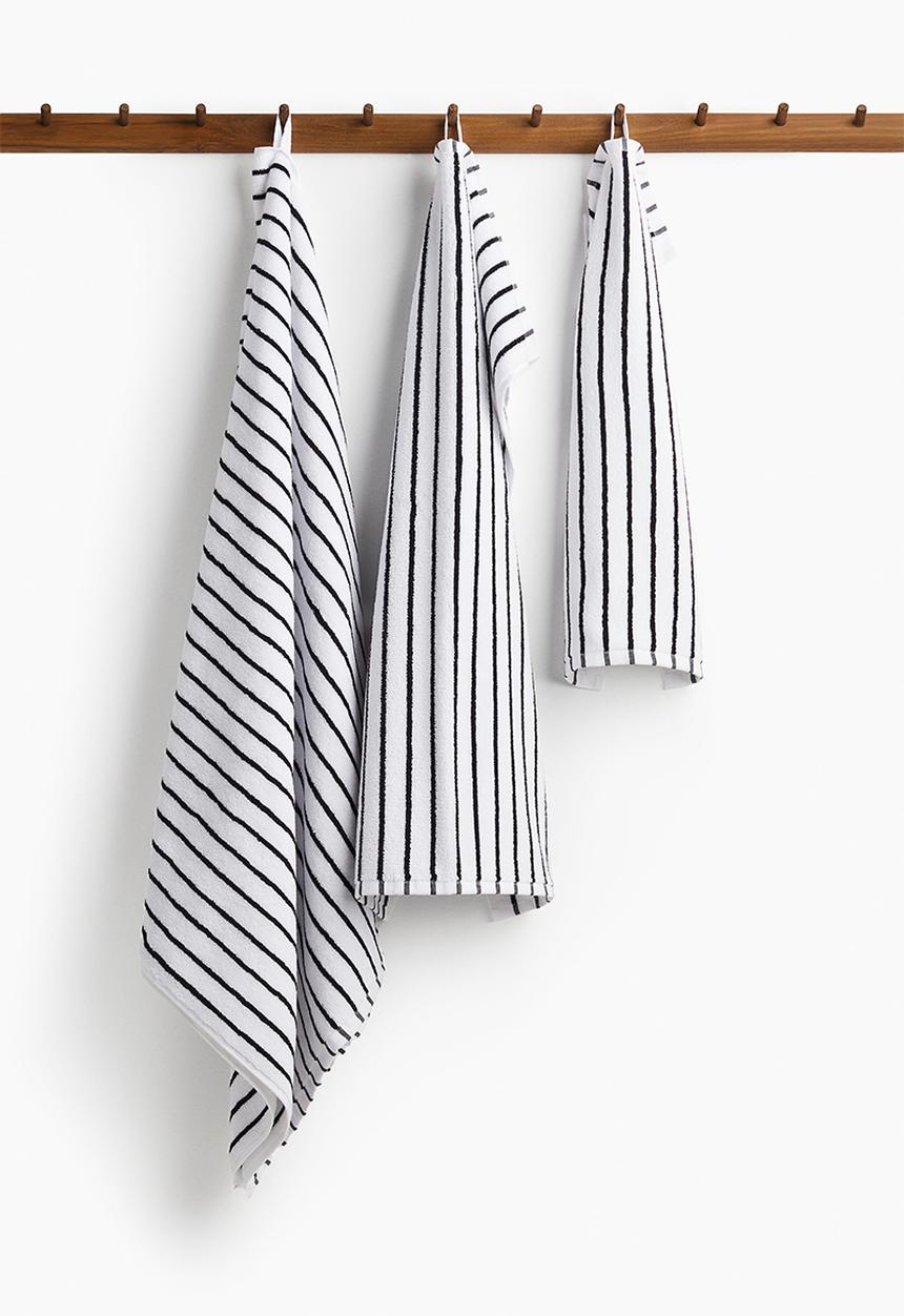 H&M - Striped hand towel - white,multi