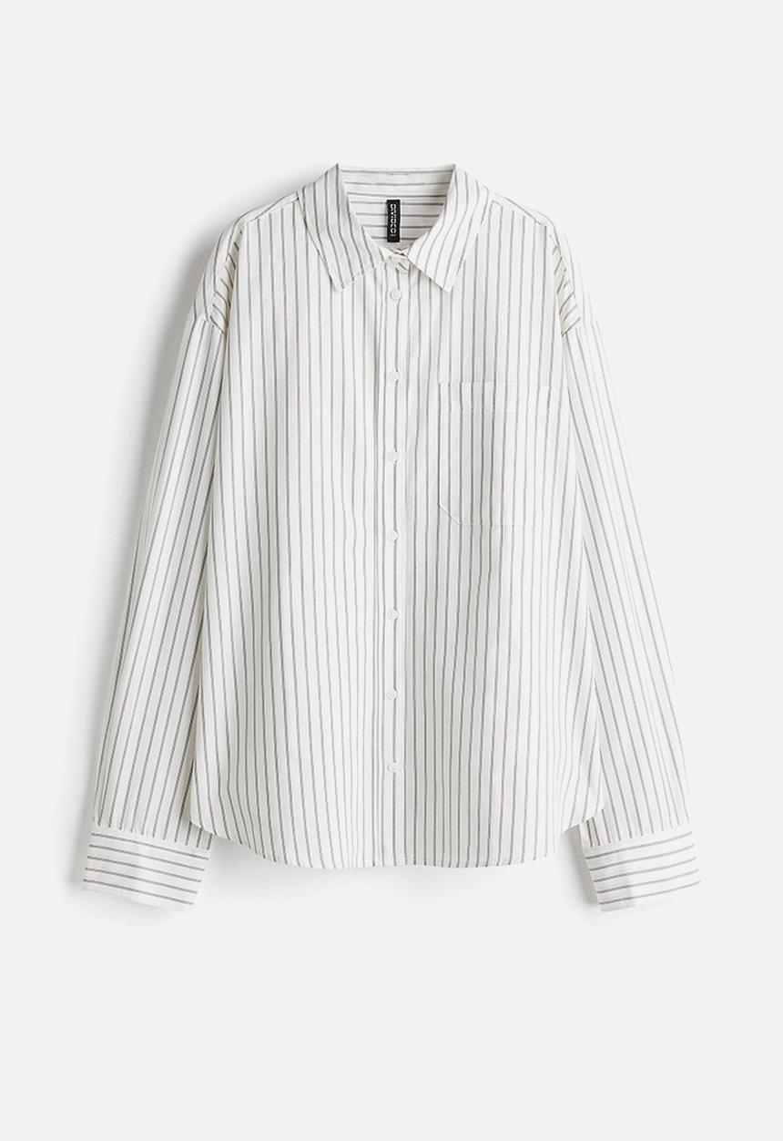 H&M - Oversized cotton shirt - multi,white