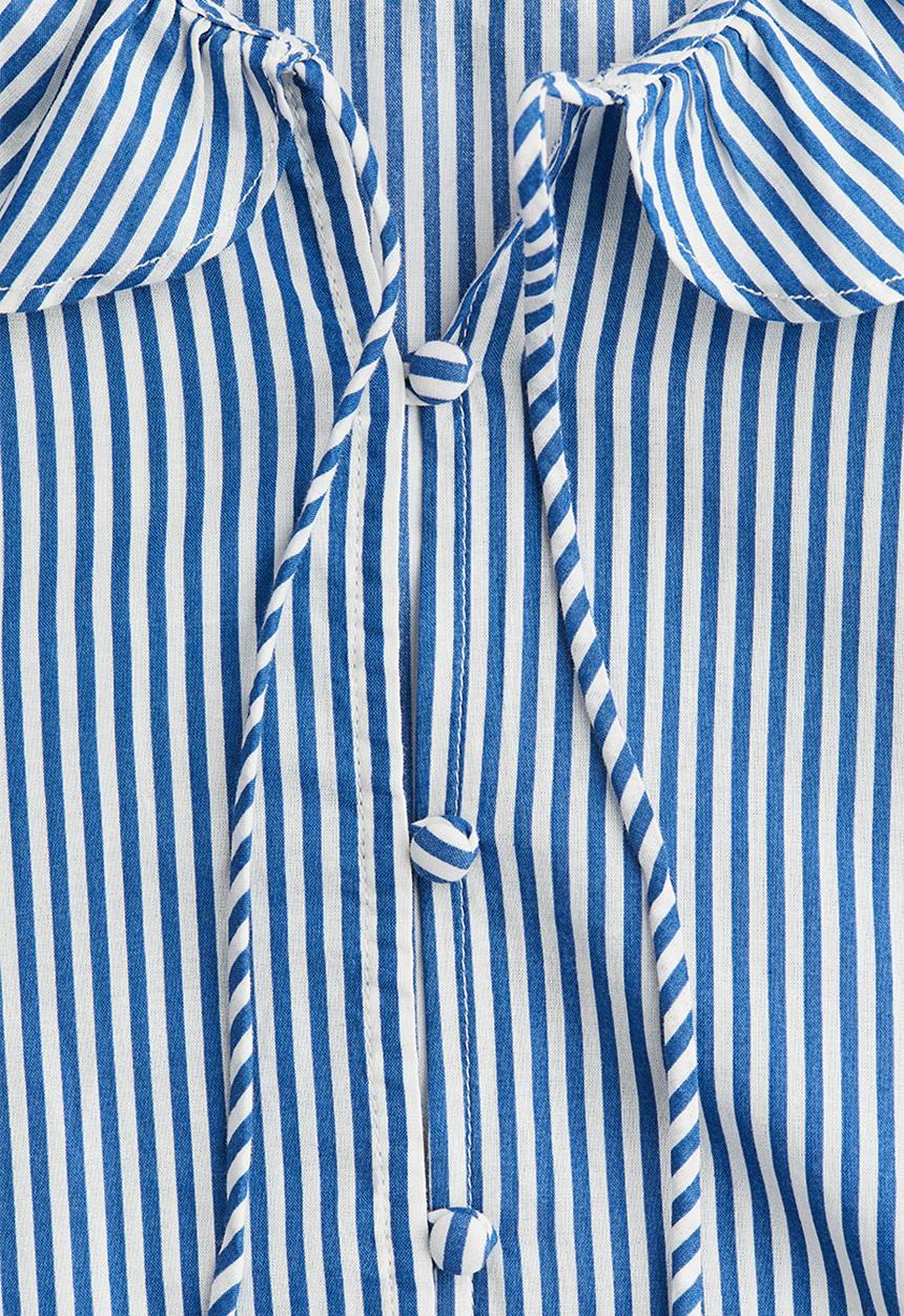 H&M - Frill-collared blouse - blue/striped