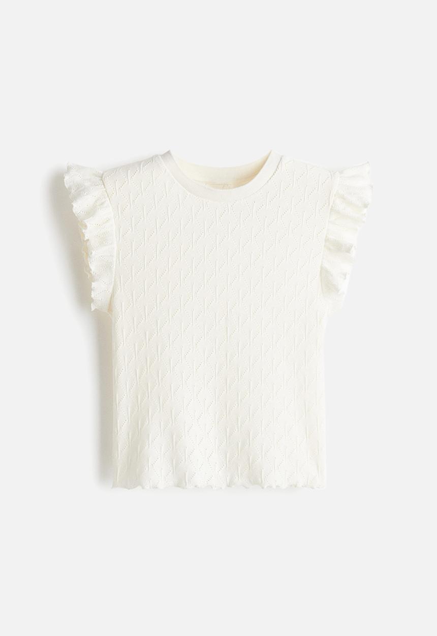 H&M - Flutter-sleeved top - white