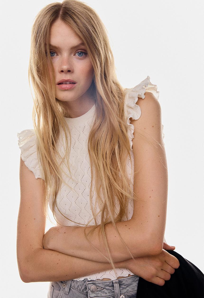 H&M - Flutter-sleeved top - white