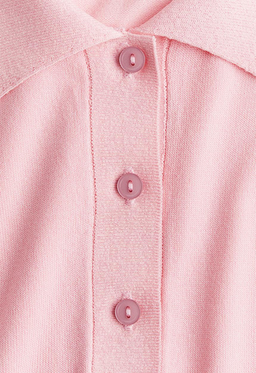 H&M - Fine-knit polo shirt - light pink