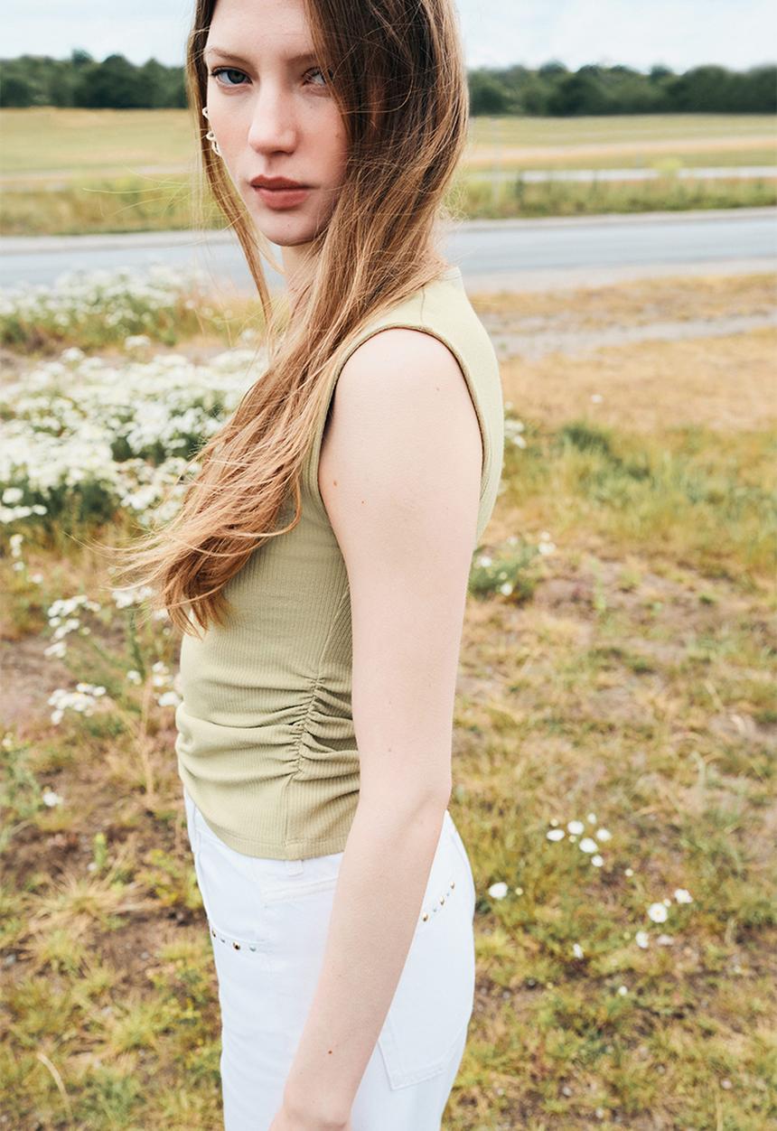 H&M - Draped vest top - light khaki green