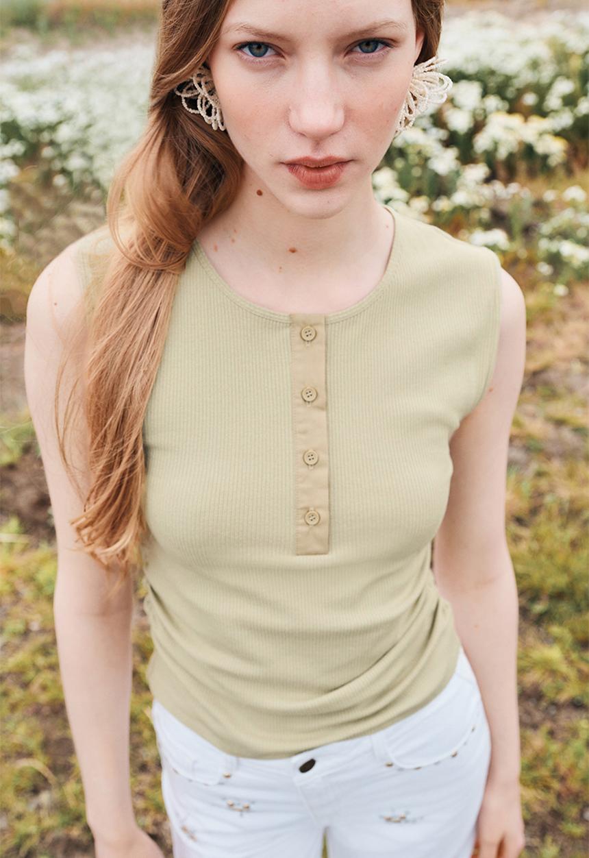 H&M - Draped vest top - light khaki green