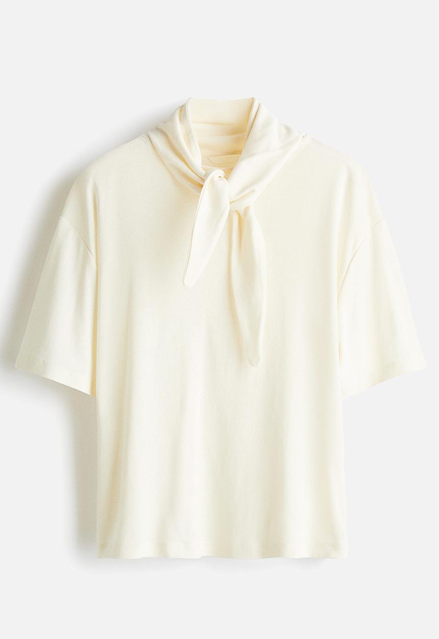 H&M - Scarf-collar top - cream
