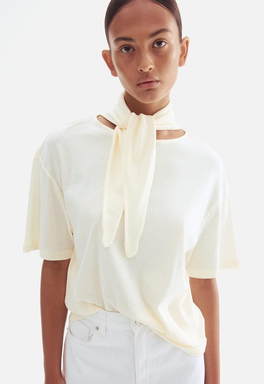 H&M - Scarf-collar top - cream