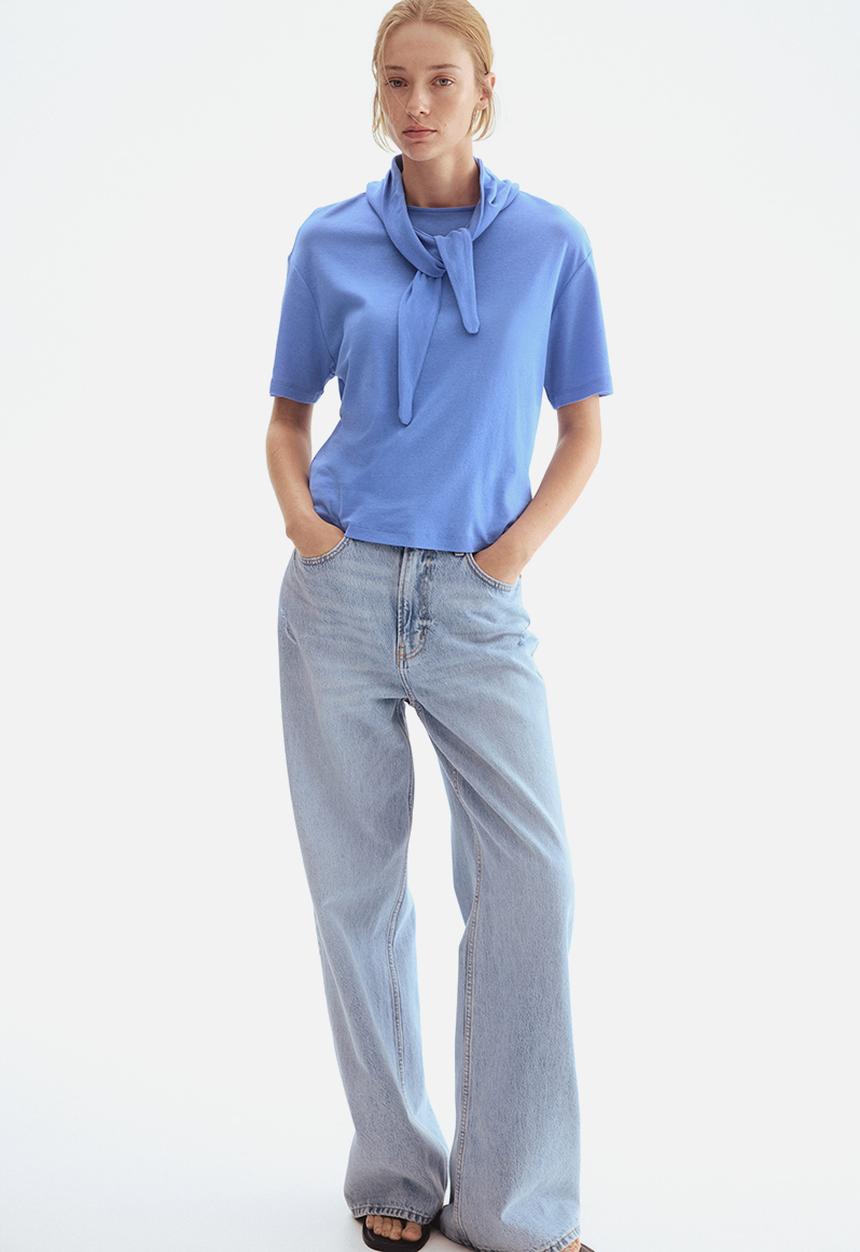 H&M - Scarf-collar top - blue