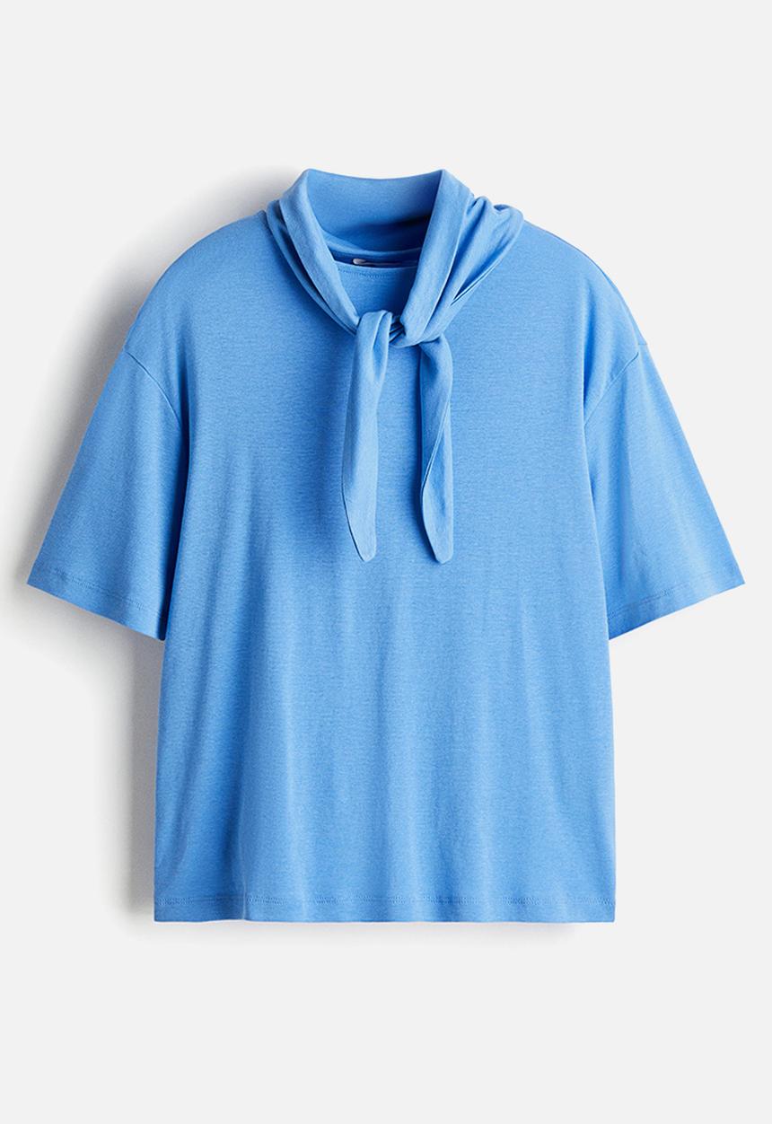H&M - Scarf-collar top - blue
