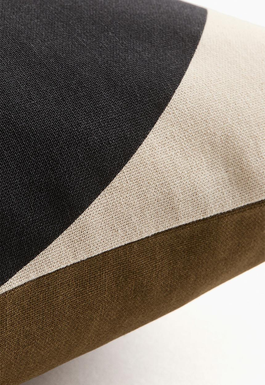 H&M - Patterned cushion cover -  khaki green & colour block
