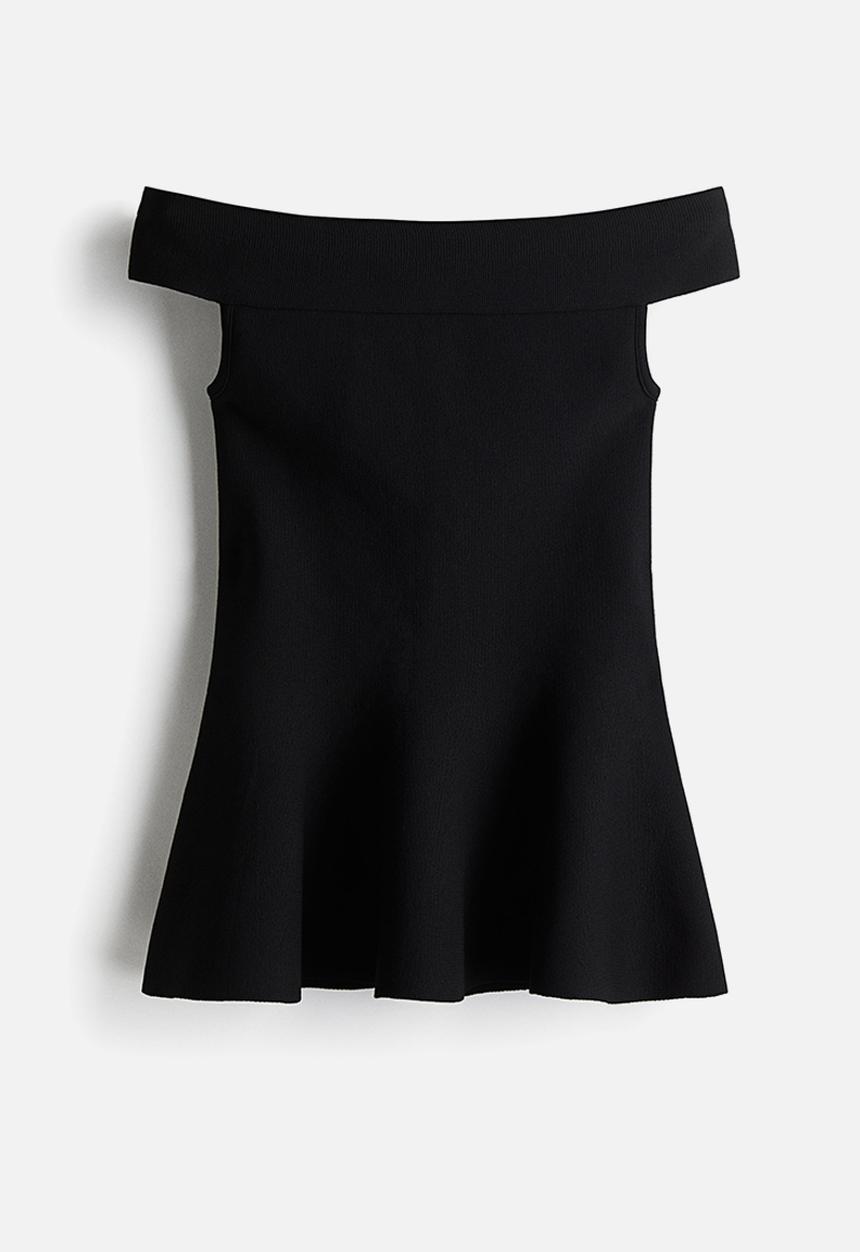 H&M - Off-the-shoulder peplum top - black