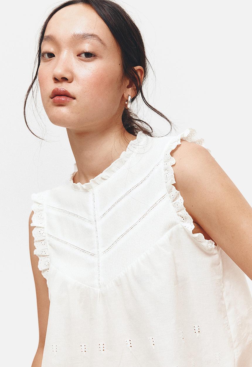 H&M - Frill-trimmed vest top - white