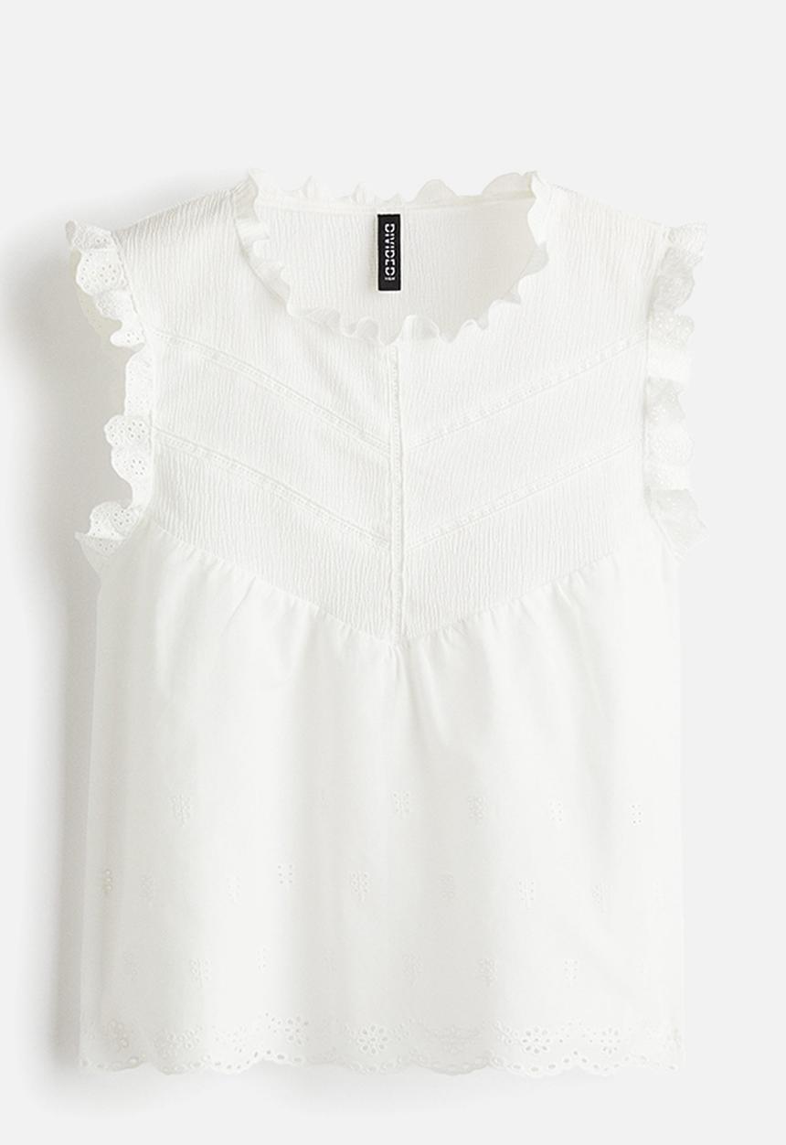 H&M - Frill-trimmed vest top - white