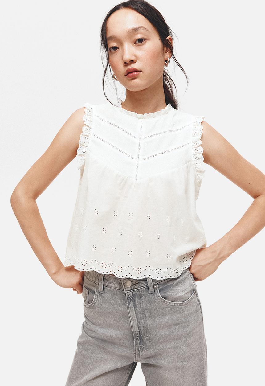 H&M - Frill-trimmed vest top - white