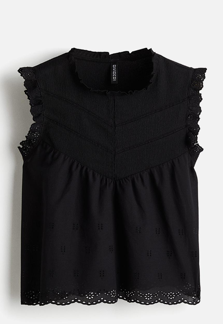 H&M - Frill-trimmed vest top - black