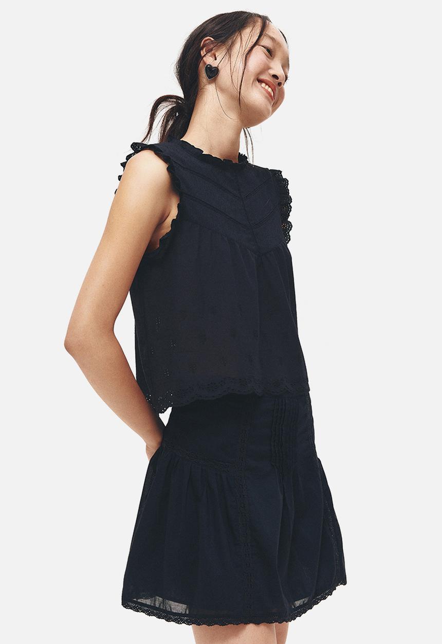 H&M - Frill-trimmed vest top - black