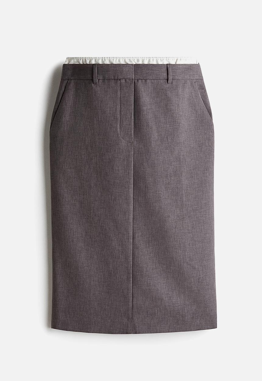 H&M - Double-waistband pencil skirt - grey