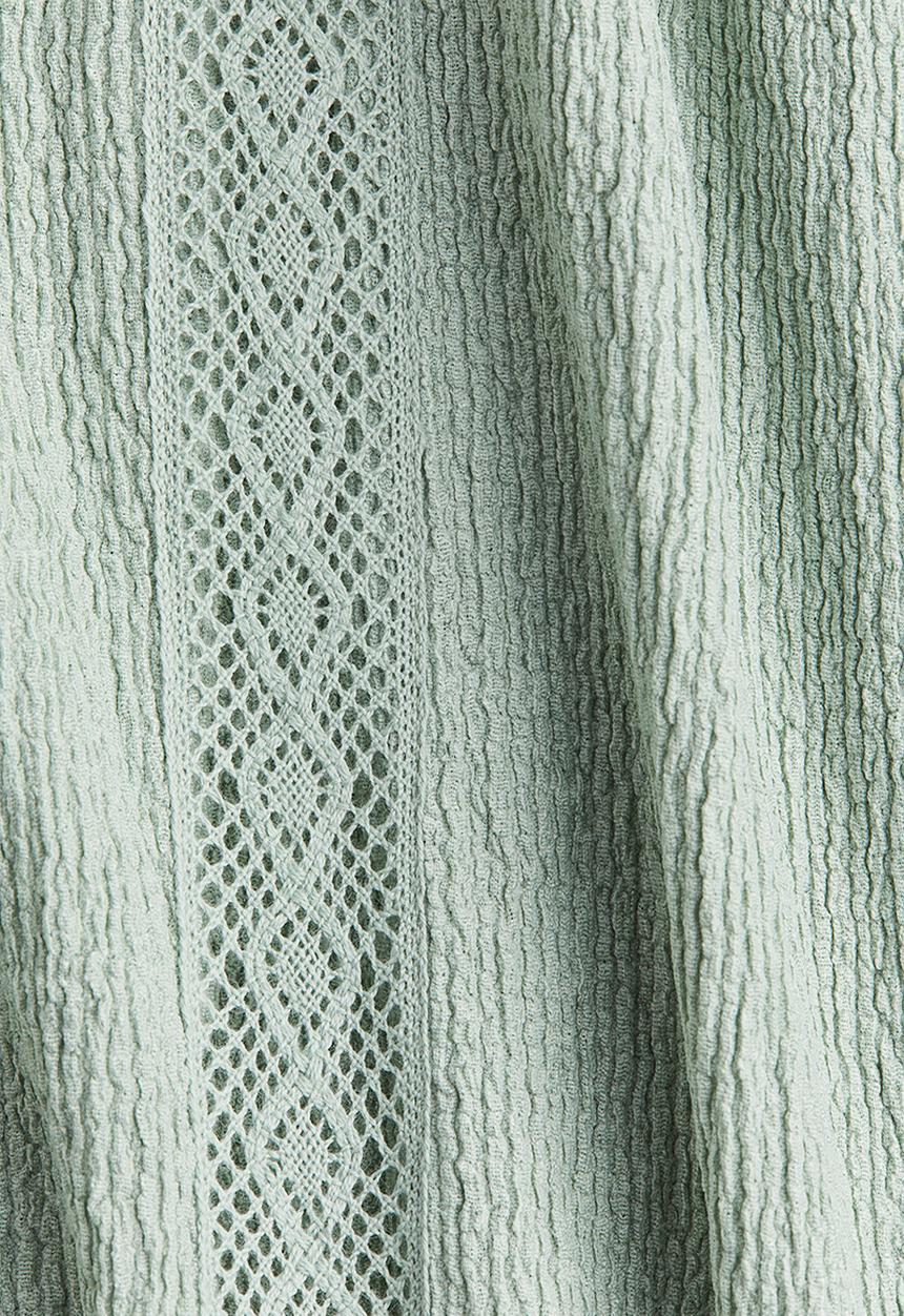 H&M - Crinkled lace-detail blouse - light green 