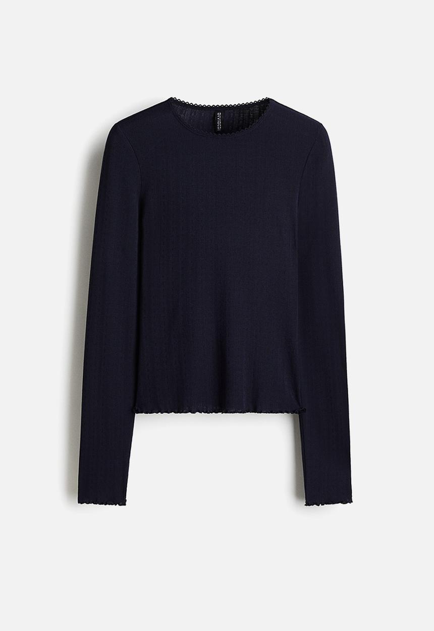 H&M - Pointelle jersey top - navy blue 