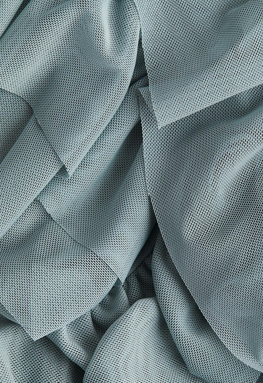 H&M - Frill-trimmed mesh blouse - dusty turquoise