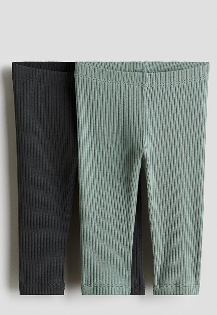 H&M - 2 Pack leggings - light green/dark grey