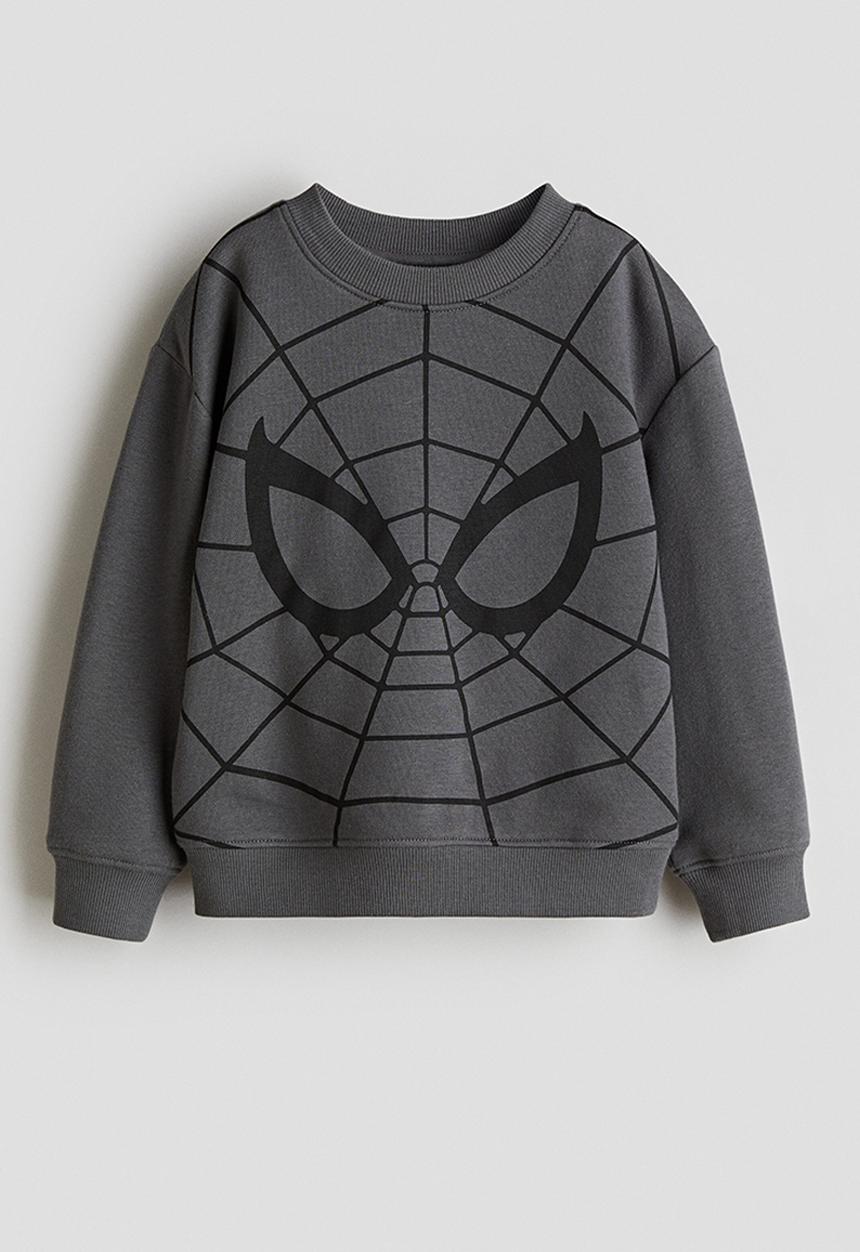 H&M - Printed sweatshirt - dark grey/spider-man 