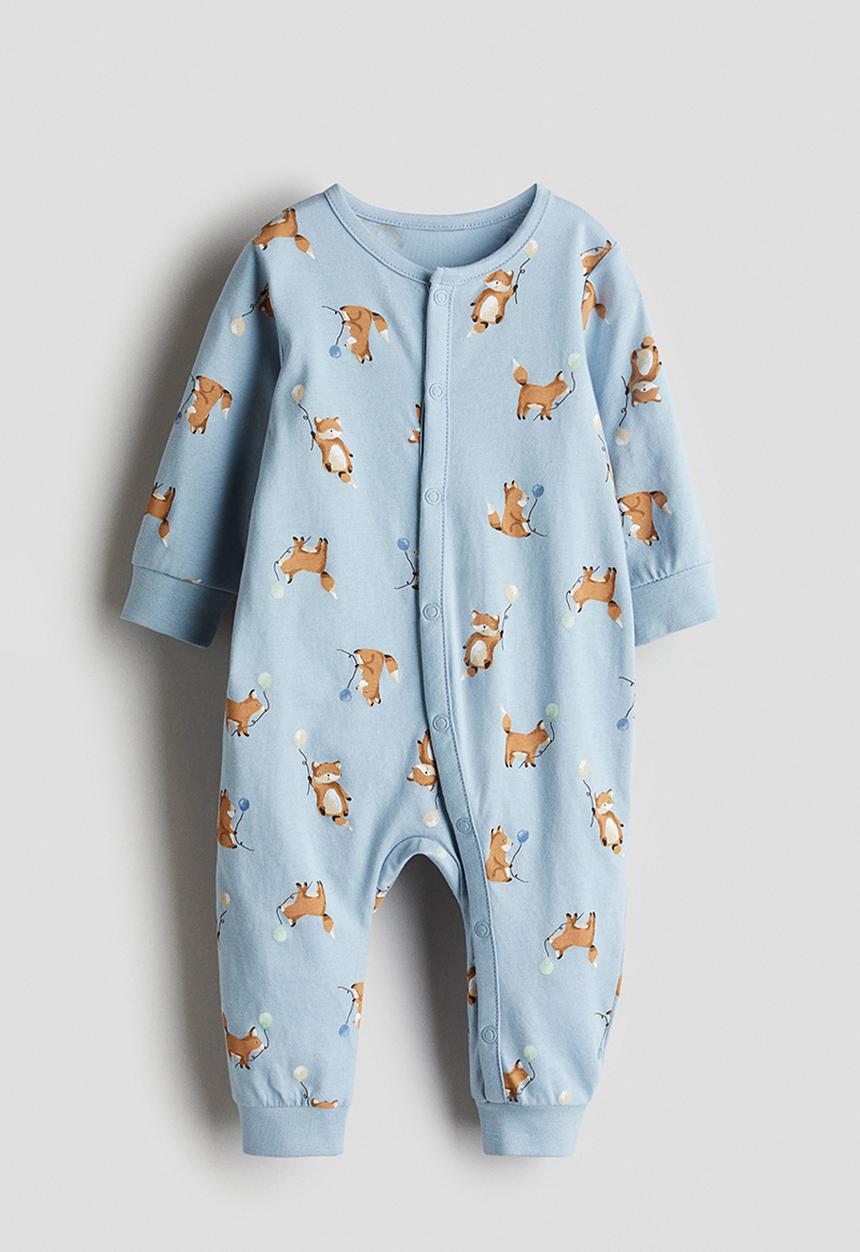 H&M - Patterned sleepsuit - light blue foxes