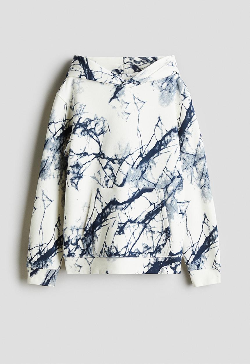 H&M - Hoodie - white marbled