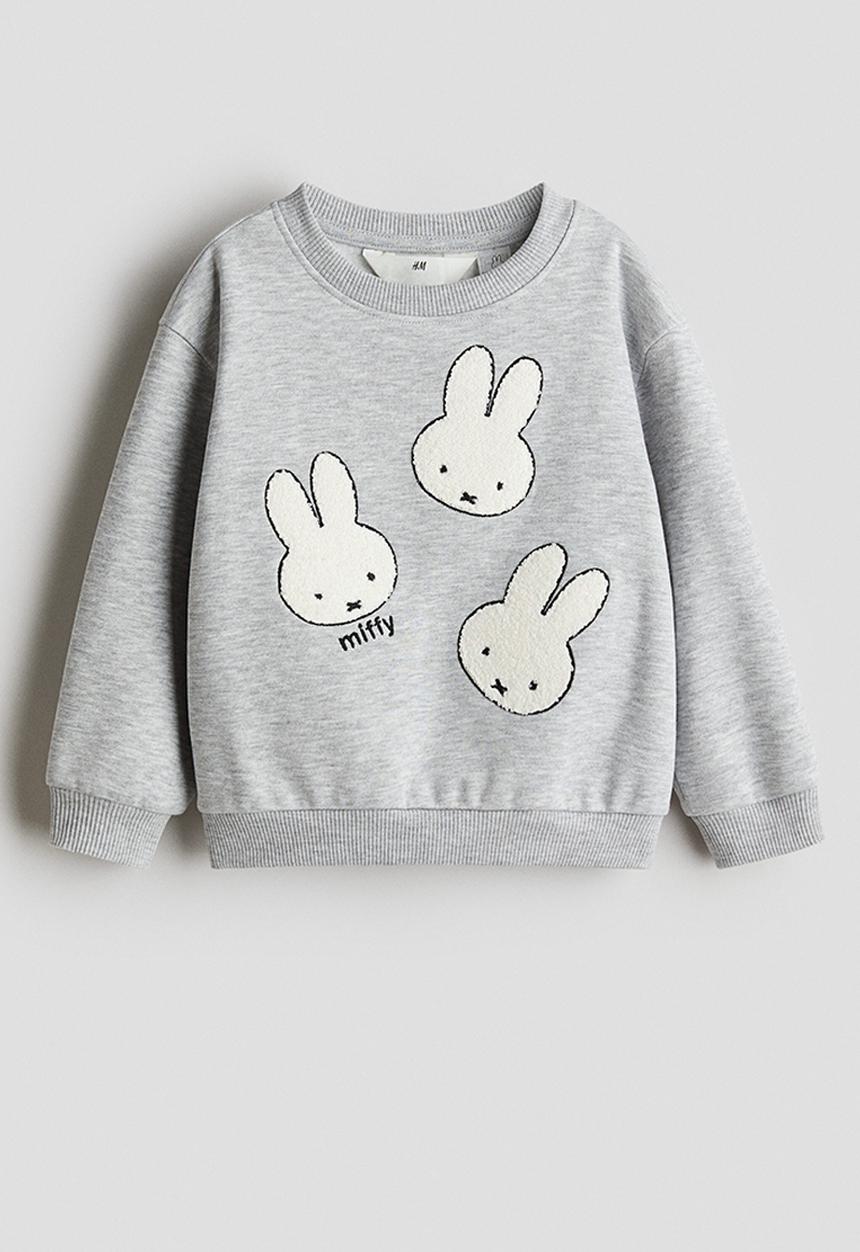 H&M - Motif-detail sweatshirt - grey marl miffy