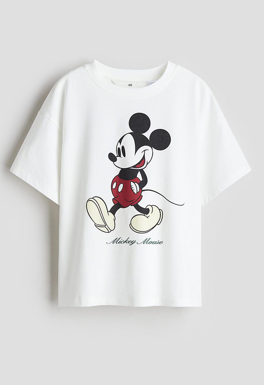 H&M - Printed cotton t-shirt - white/mickey mouse