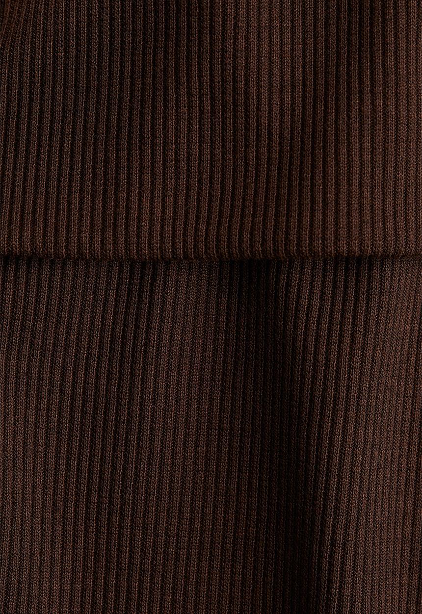 H&M - Rib-knit off-the-shoulder top - dark brown