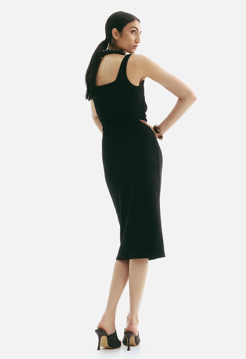 H&M - Draped midi dress - black