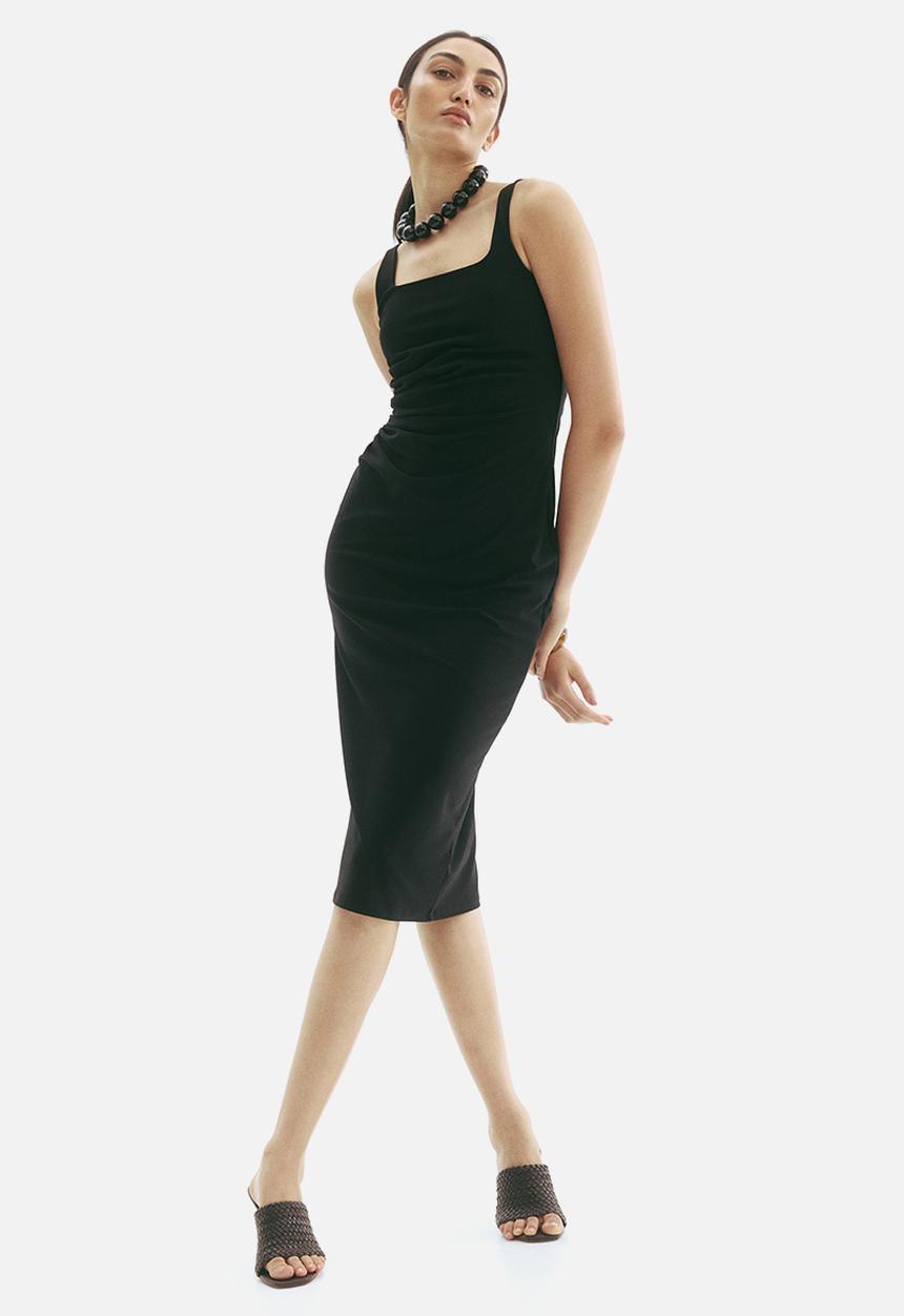 H&M - Draped midi dress - black