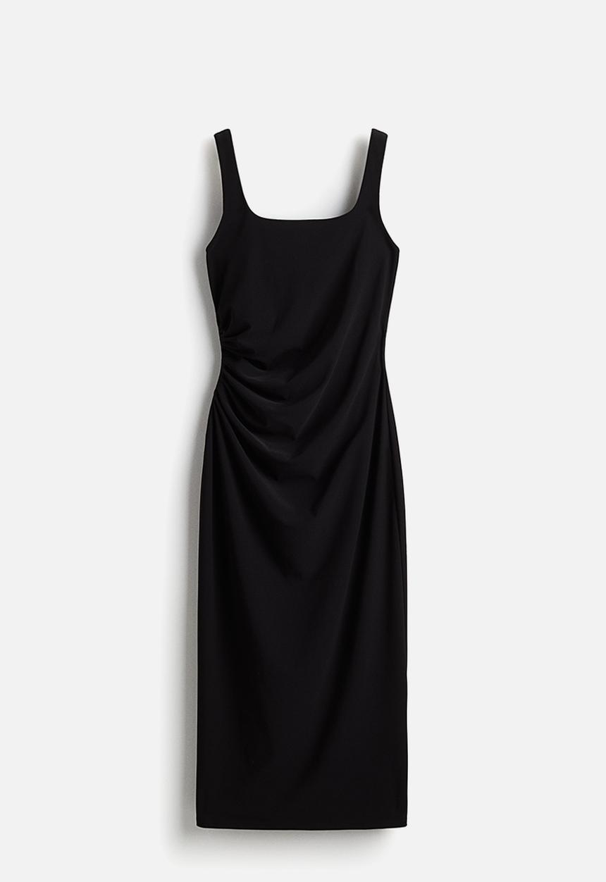 H&M - Draped midi dress - black