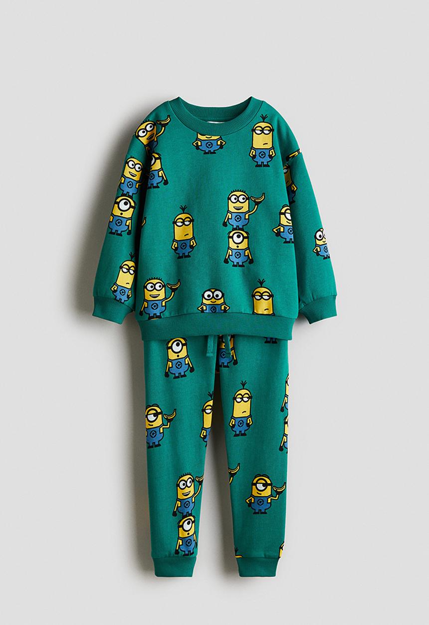 H&M - 2-Piece printed sweatshirt set - turquoise/minions 