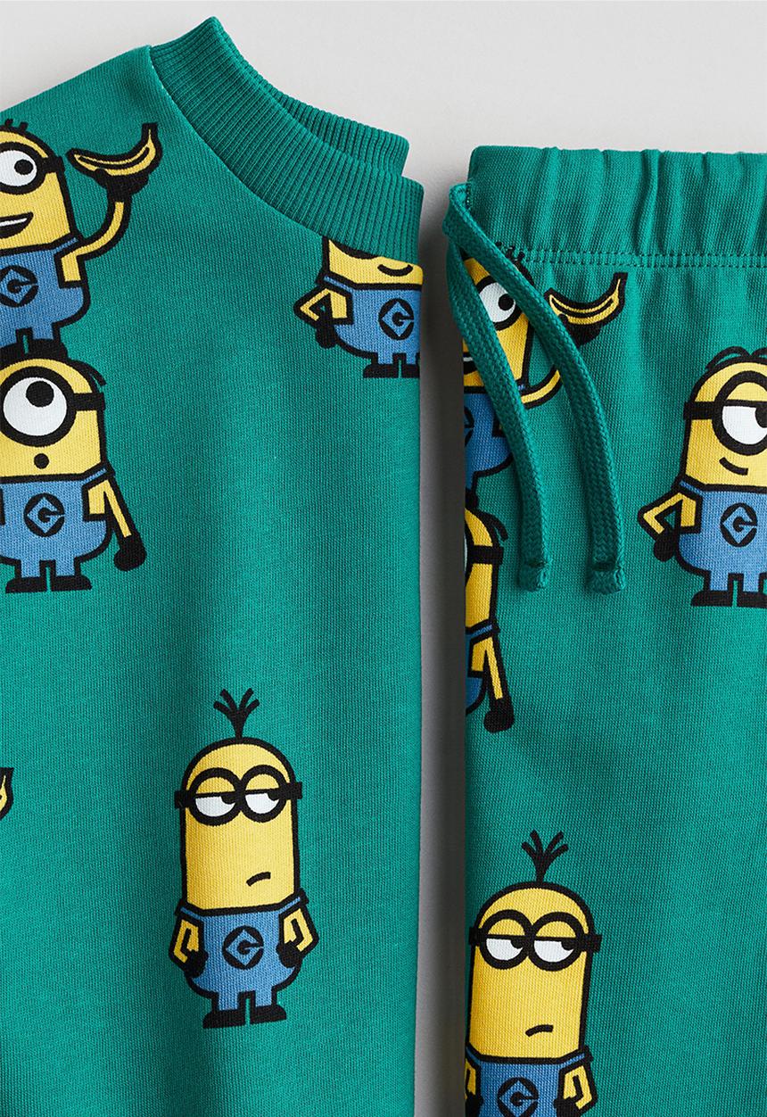 H&M - 2-Piece printed sweatshirt set - turquoise/minions 