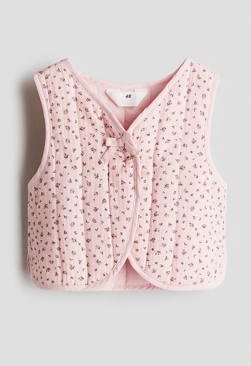 H&M - Quilted muslin waistcoat - pink,multi