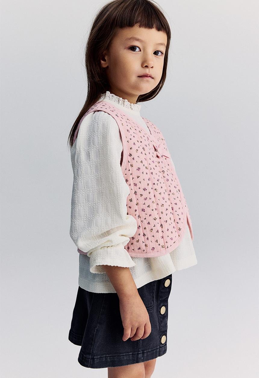 H&M - Quilted muslin waistcoat - pink,multi